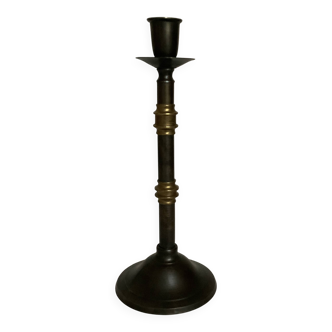 Large candlestick made of sheet metal and brass