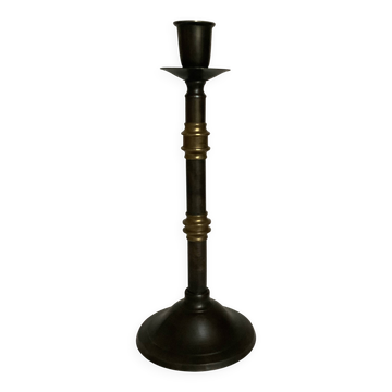 Large candlestick made of sheet metal and brass