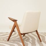 Fauteuils MID century chaise longue vintage en écru lot de 2 fauteuils