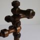 Adjustable wooden turned candelabra, 1970s.