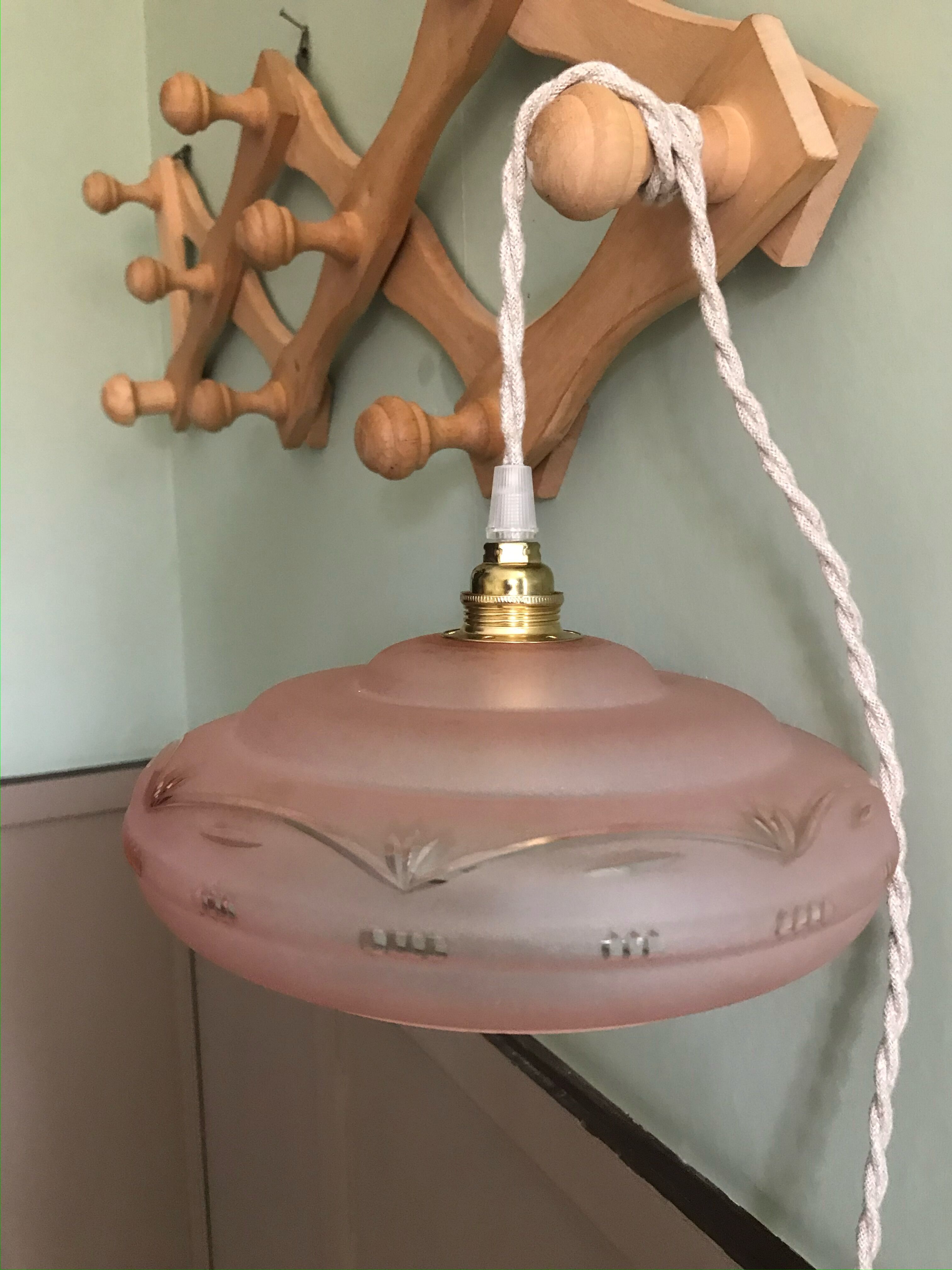 Vintage ball lamp saucer globe in chiseled glass