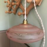 Lampe baladeuse vintage globe soucoupe en verre ciselé