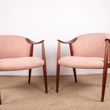 Pair of Scandinavian armchairs in Teak and Fabric, Tyrol model by Gerhard Berg for Westnofa 1960.