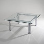 Square coffee table in glass and steel, 1970s