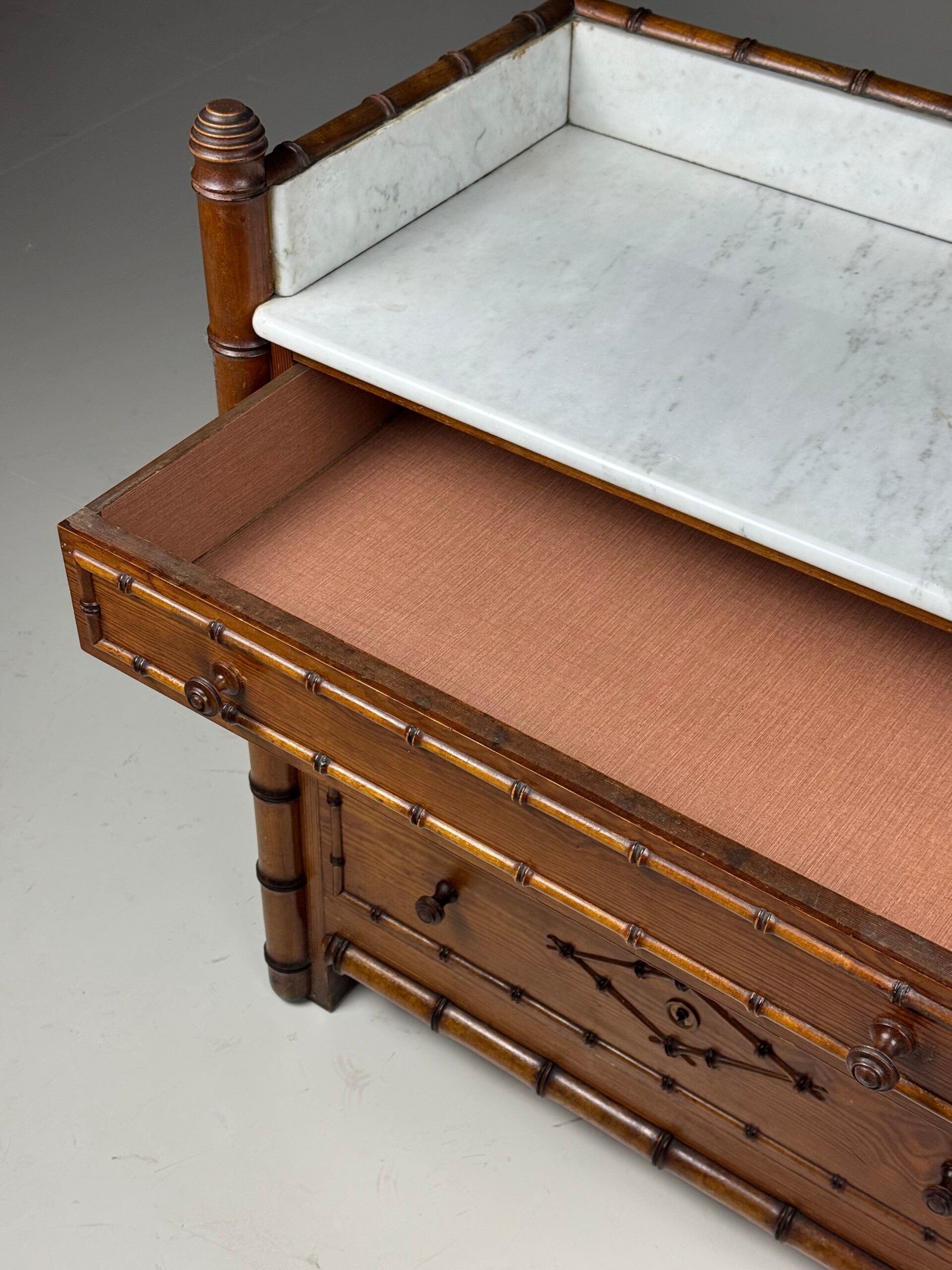 Faux bamboo chest of drawers 1900