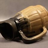 Barrel pitcher in beige enameled stoneware