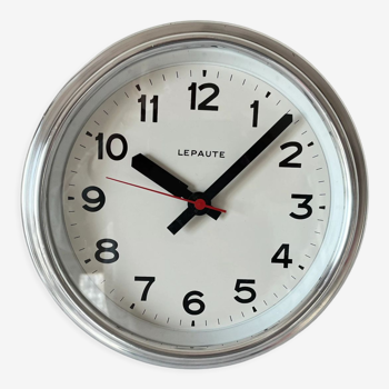 Horloge industrielle fonctionnelle Lepaute alu poli 25 cm gare pendule Brillié 1960 ATO usine