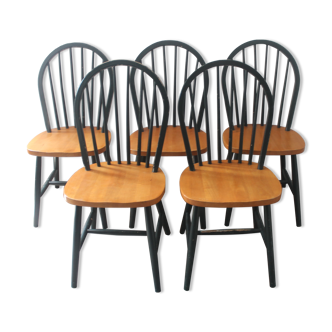 Lot de 5 chaises scandinaves vintage des années 60