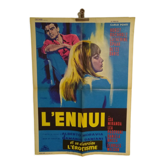 Affiche de cinéma pliée originale l 'Ennui  année 1963 Catherine Spaak