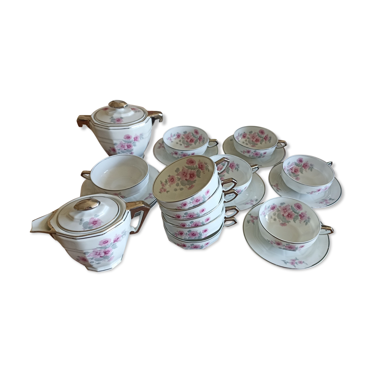 Tea set part by André Giraud - Limoges porcelain
