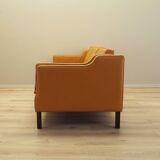 Orange leather sofa, Danish design, 1970s, production: Denmark