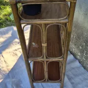 Set of 2 vintage bamboo rattan bedside shelves