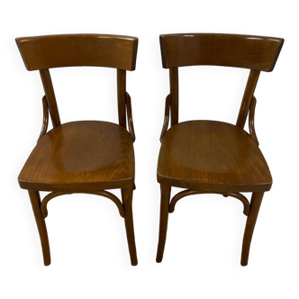 Paire de chaises bistrot en bois courbé