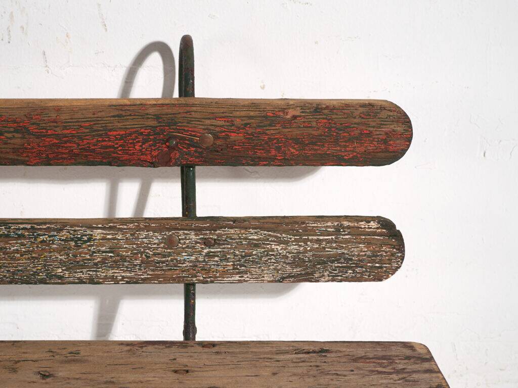 Old bench in iron and pine wood – Central Europe, around 1920