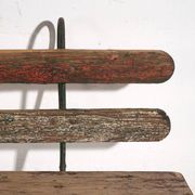 Banc ancien en fer et bois de pin – Europe centrale, vers 1920