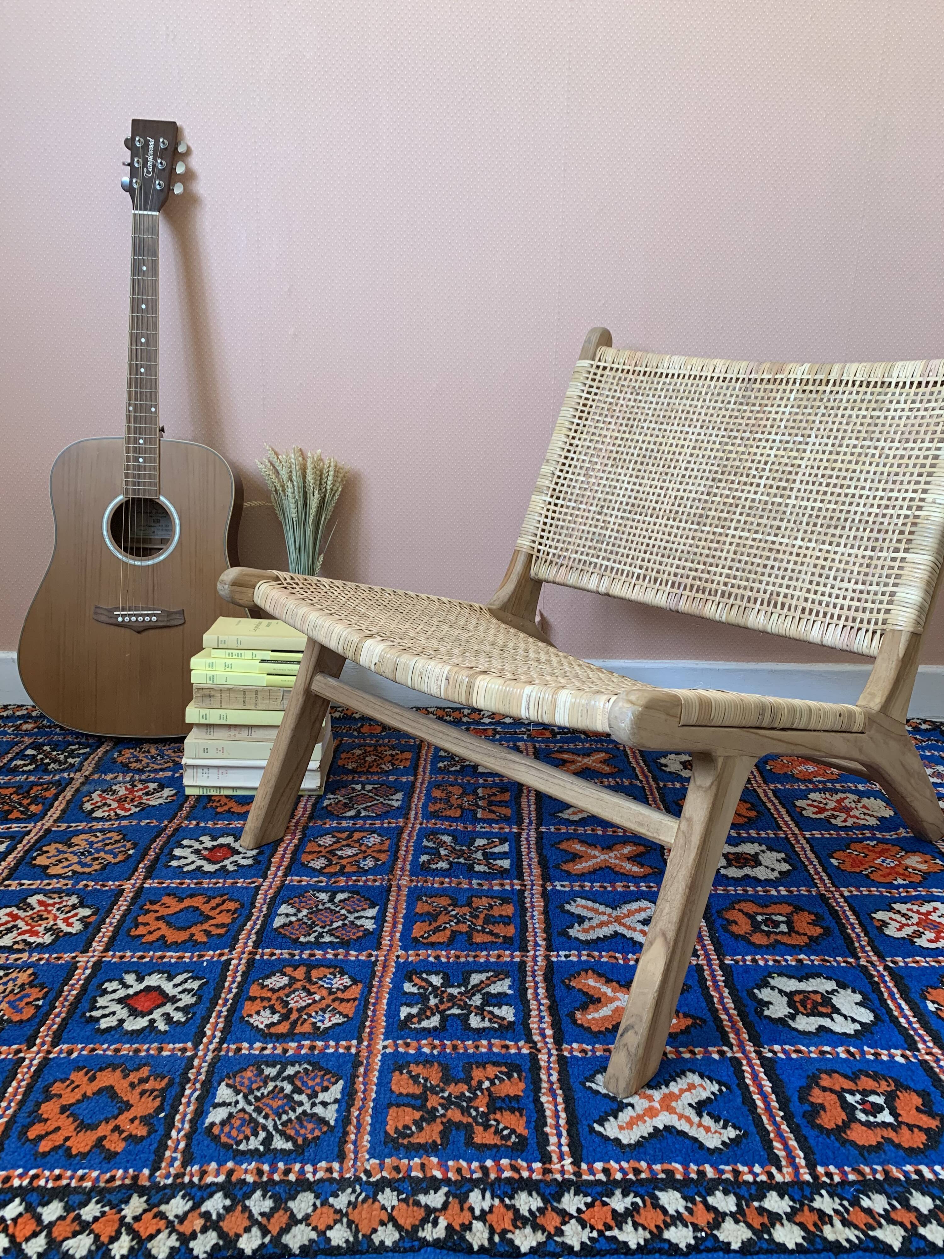 Tapis berbère en laine bleu majorelle