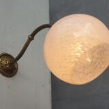 Brass wall lamp and cloudy glass Clichy art deco