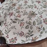 Pair of Provencal armchairs in brown wood and floral fabric