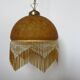 Victorian pendant light in marbled glass, beaded fringes and brass