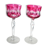 Pair of rhine wine glasses roemer in red lined crystal saint-louis?