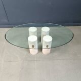 Vintage travertine and glass coffee table, 1970s