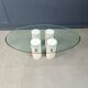Vintage travertine and glass coffee table, 1970s
