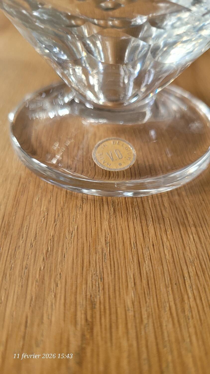 6 vintage cut glass glasses VD made in Belgium
