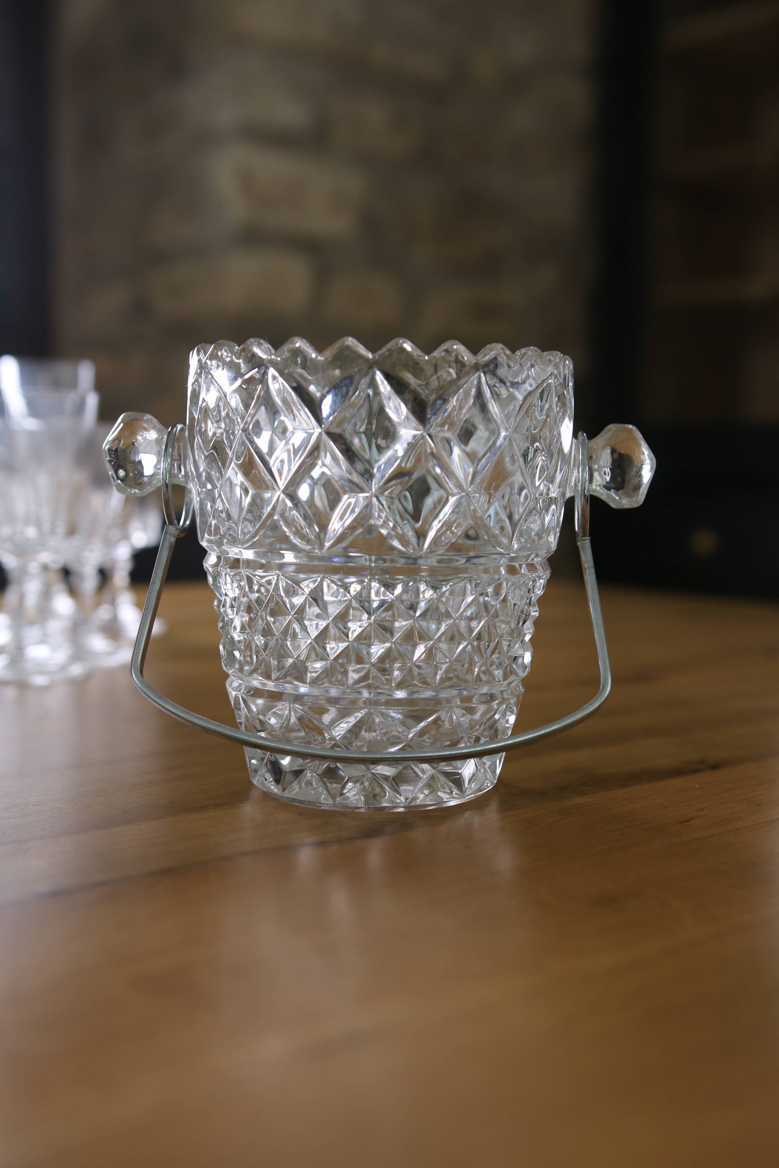 Vintage Glass Ice Bucket