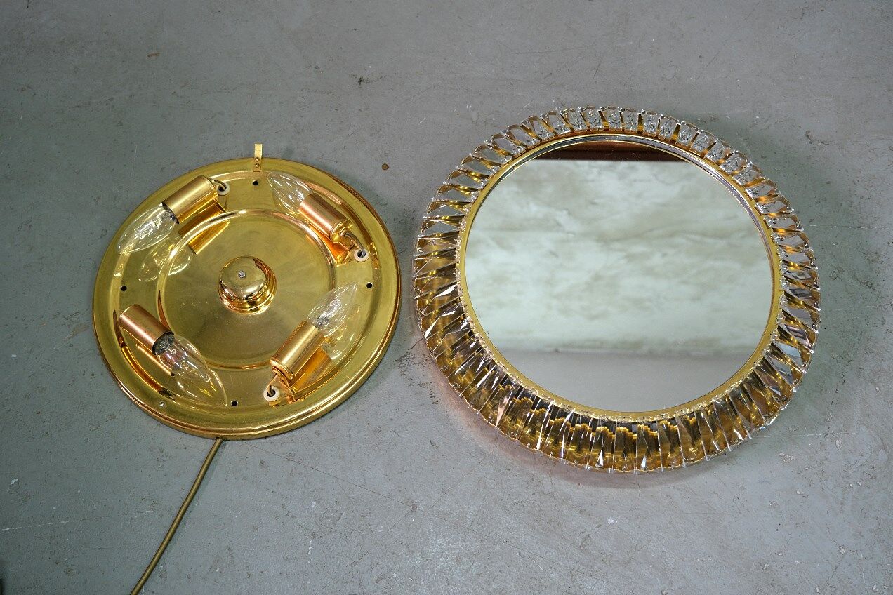 Gilded Mirror with Bakalowits Crystals from Palwa, 1960