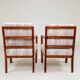 Pair of vintage wooden chairs jacquard beige