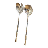 Couverts de service, façon bambou, en métal argenté 