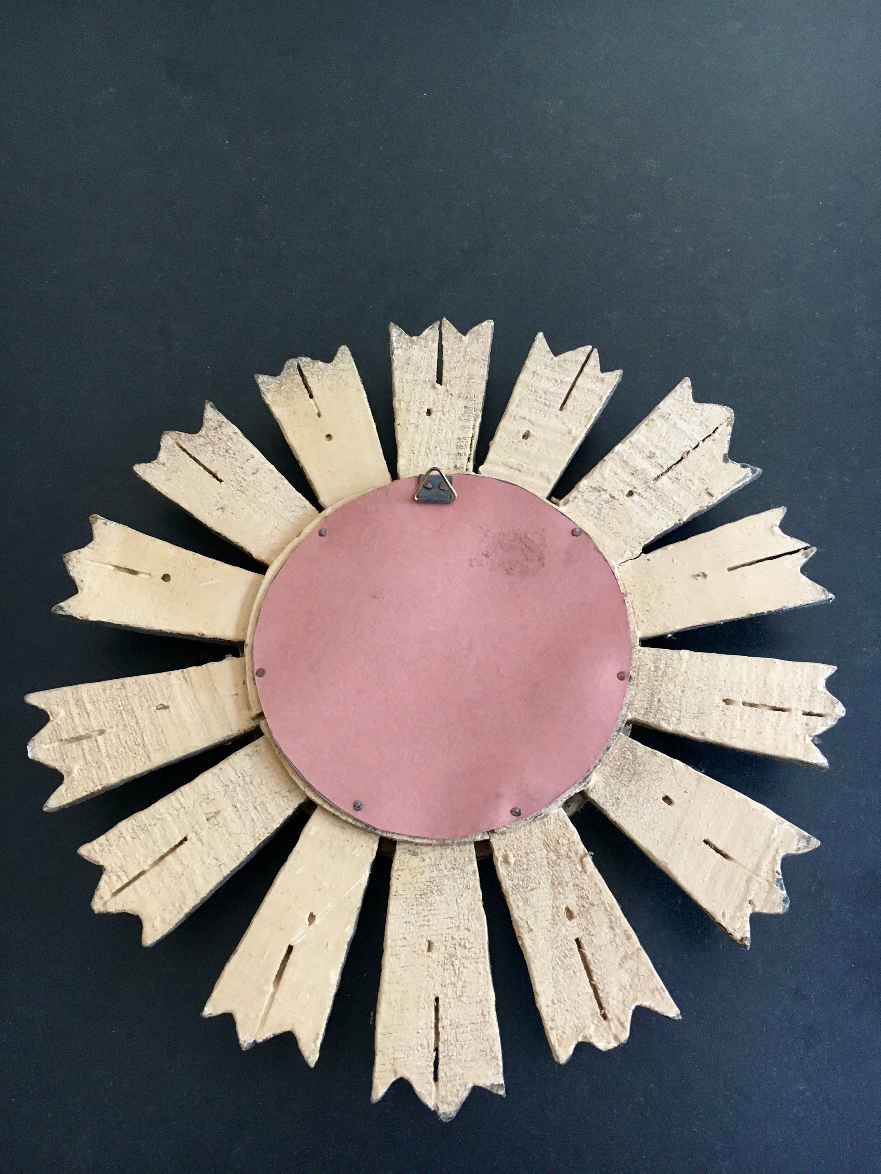 Mirror old sun 1960 wood and gilded plaster 29cm