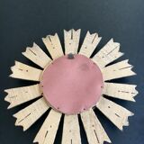 Miroir soleil ancien 1960 bois et plâtre doré 29cm