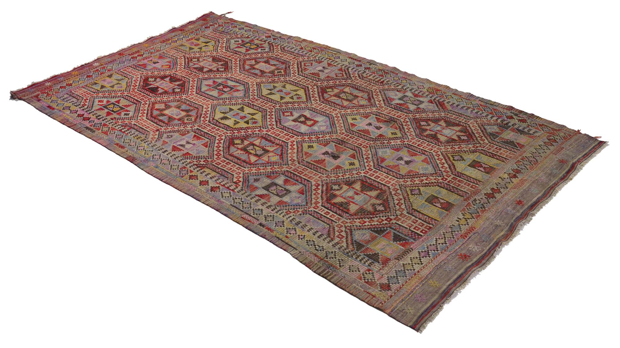 Tapis Kilim Turc Vintage Élégant 166x288 cm Laine Fait Main
