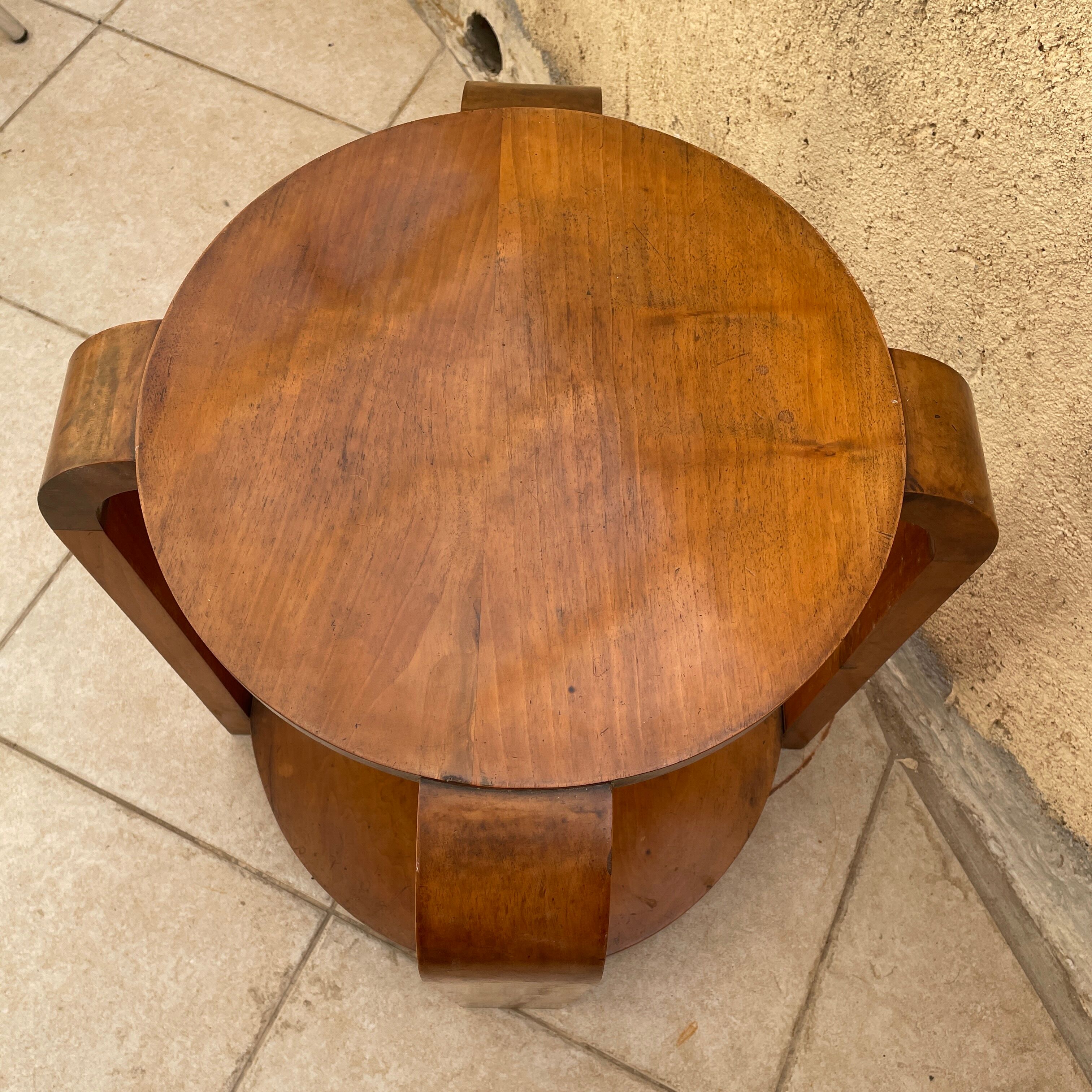 Art Deco pedestal table 1920 in solid wood
