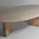 Large oval dining table in natural travertine, Italy 1970s