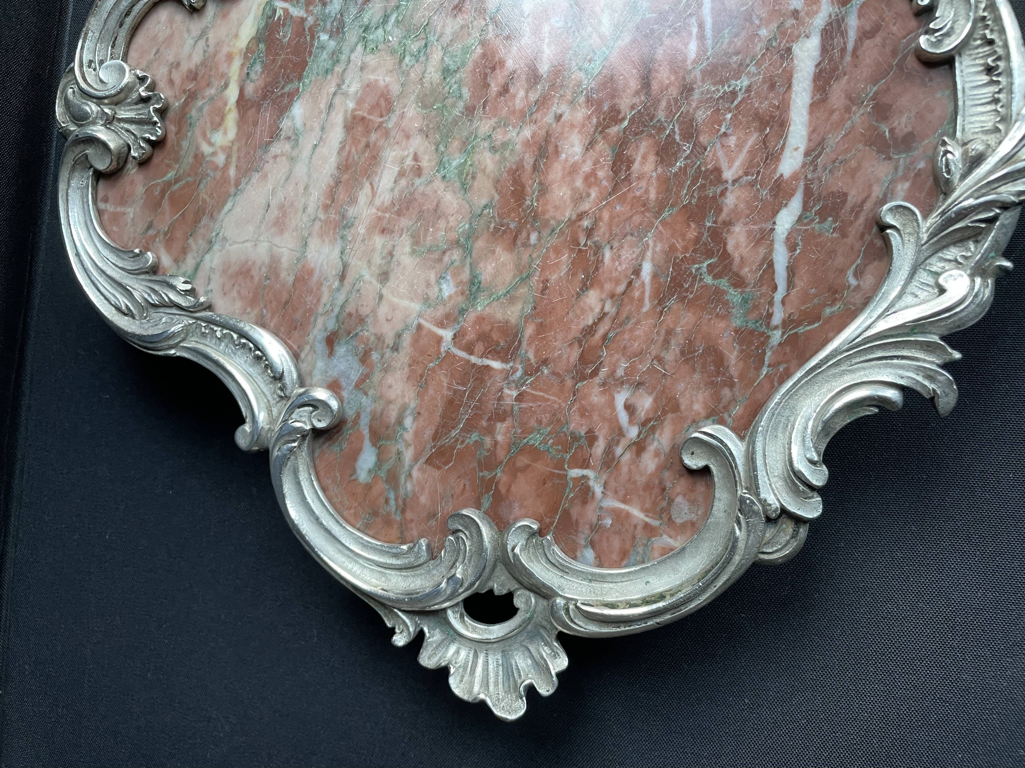 Base or support in marble and bronze silvered Louis XV-Rocaille style