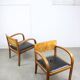 Set de 2 fauteuils Art Déco italiens en bois et similicuir noir