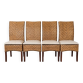 Suite de 4 chaises banhka en rotin tressé et lin naturel-bohème chic