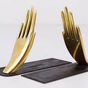 Mid-century bookends by Carl Auböck with brass hands #1928, Vienna, Austria