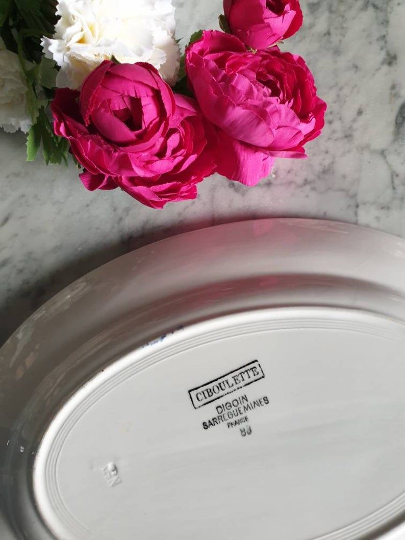 Old oval dish "Ciboulette" from the French factory of Digoin