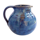 Ocean blue enamelled sandstone pitcher