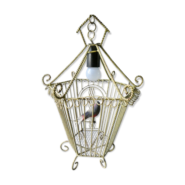 Lustre suspension en métal, forme cage, des années 60 — Beyit