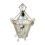 Chandelier suspension in metal, cage shape, from the 60s