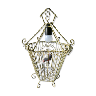 Lustre suspension en métal, forme cage, des années 60