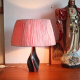 Table lamp in rafia and ceramic black pink 1950
