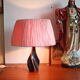Table lamp in rafia and ceramic black pink 1950