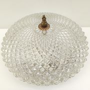 Vintage round ceiling lamp in glass and brass – Diameter 30 cm
