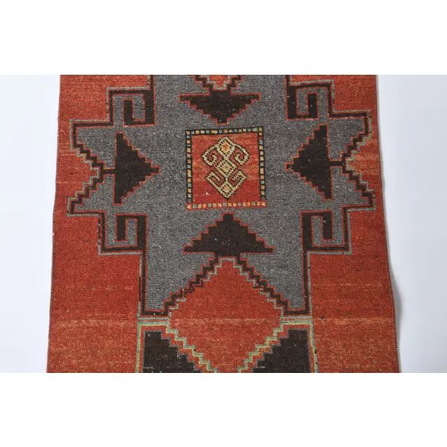 Vintage Turkish Hand-Knotted Wool Cotton Red Runner Rug 81x340