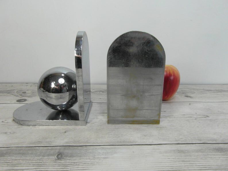 Heavy chrome metal bookends